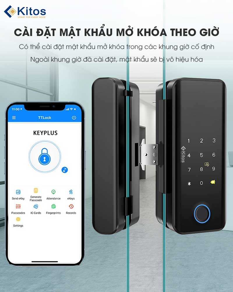 Khóa vân tay cửa kính Kitos KT-GL30 Pro