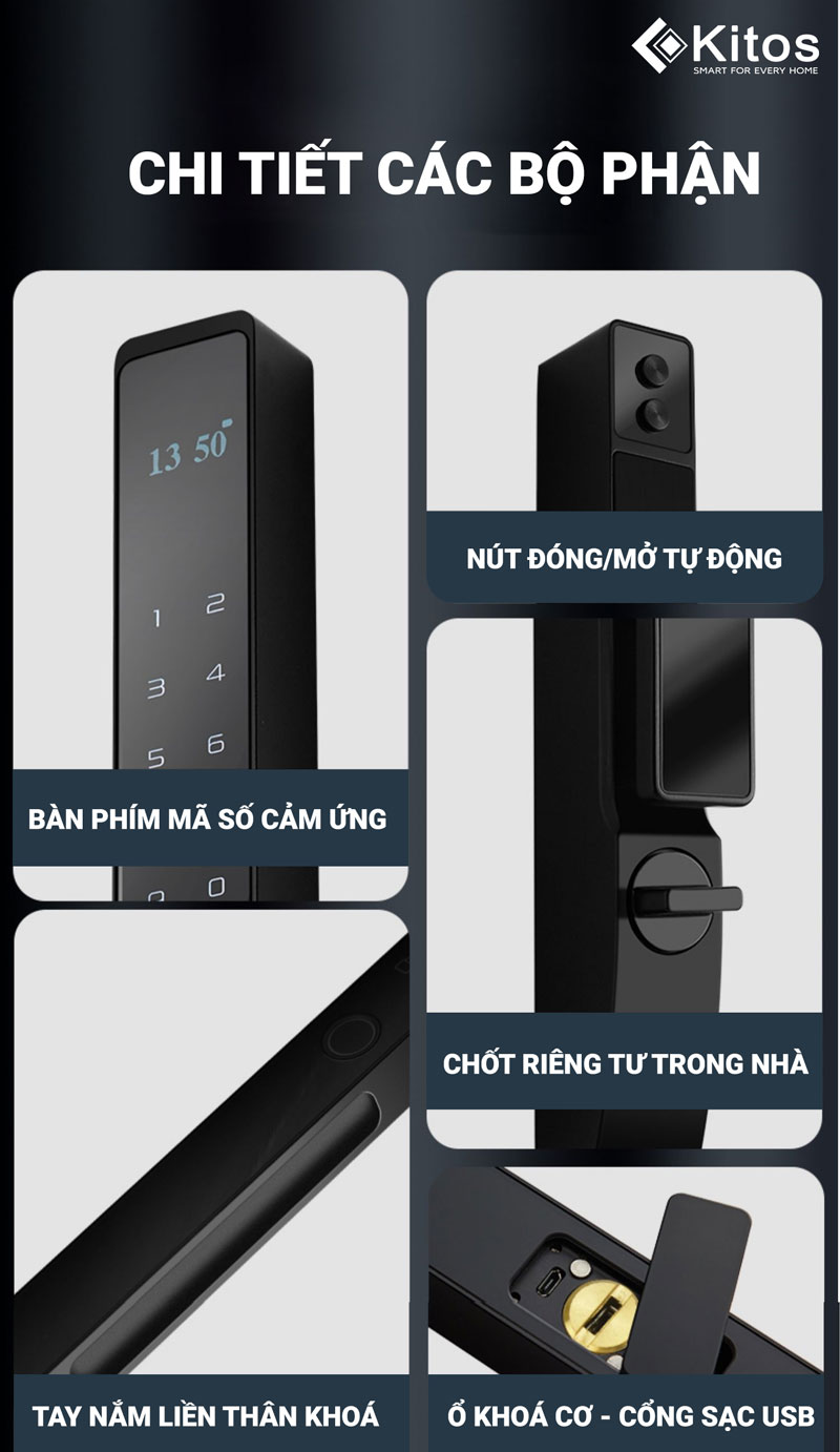 Khoá vân tay cửa nhôm Kitos KT-AL110