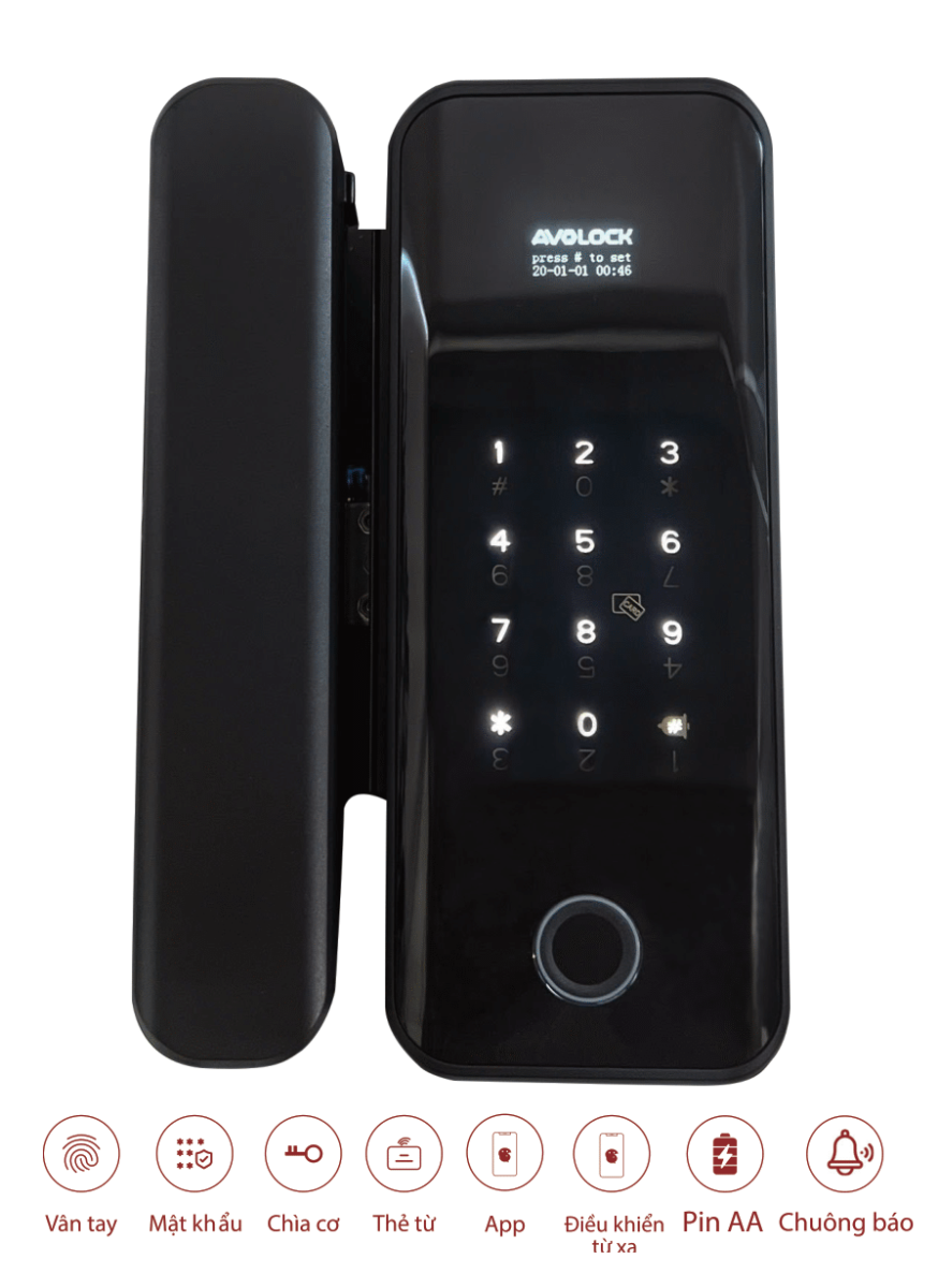 Khóa cửa kính Avolock AK 27 black