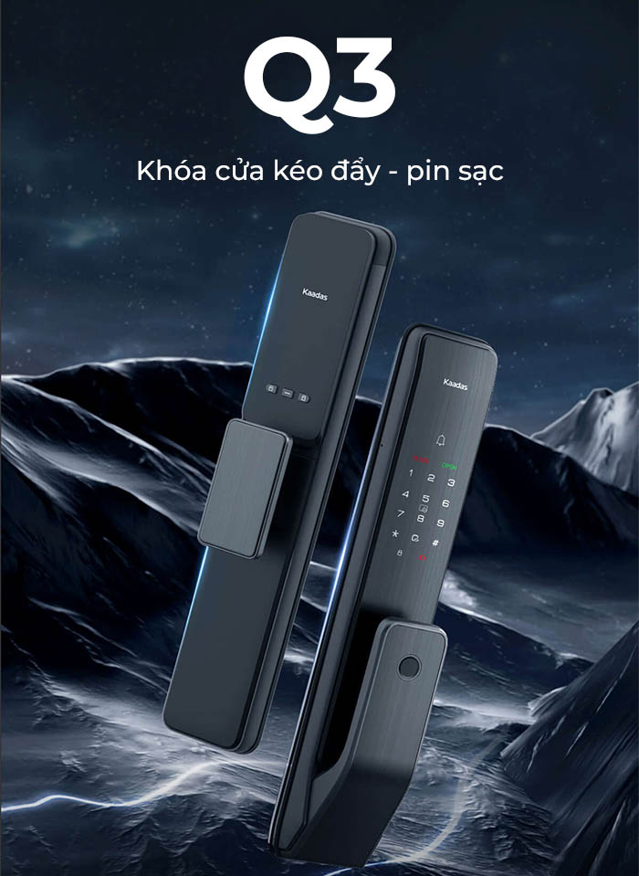 Khoá cửa kéo đẩy pin sạc Kaadas Q3