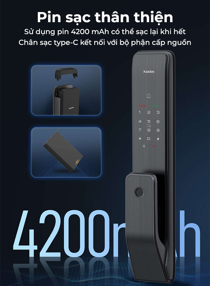 Dung lượng pin lớn, sạc lại khi hết pin